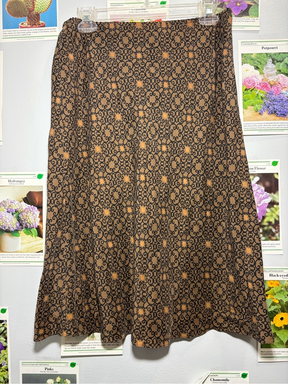 New York & Company Brown and Black Patterned A-Line Skirt